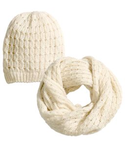 Ladies white  tube scarf and hat